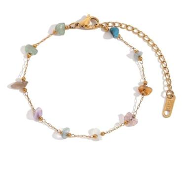 Imagem de Lume&Thread Pulseira de colar de cristal natural banhada a ouro 18 k, colares e pulseiras femininas ajustáveis, joias que trazem sorte para as pessoas, presente para a família, amantes, amigos, Medium