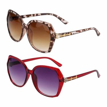 Imagem de HARFINGTON Óculos de sol para mulheres e homens, armação moderna óculos de sol com proteção solar, Concha e vinho, normal