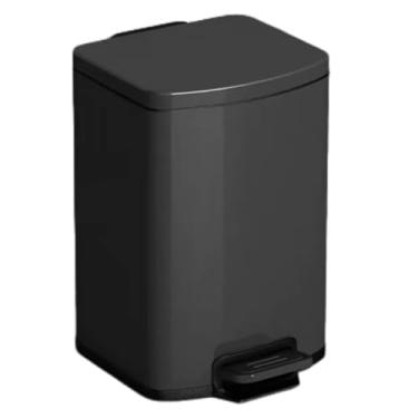 Imagem de uhyOHF Cesto de pedal de aço inoxidável dourado, lixeira fina de 7L com tampas, cesto de lixo de fechamento lento para cozinha e escritório, lixeira elegante para espaços modernos (preto-15L