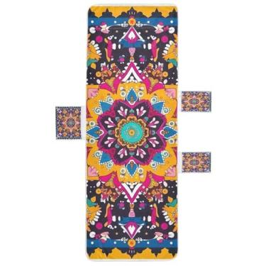 Imagem de STAYTOP Capa de toalha de espreguiçadeira boho, capa macia para espreguiçadeira, capas de cadeira de praia com bolsos para jardim ao ar livre, pátio, pátio, banhos de sol, gramado, 215 x 76 cm