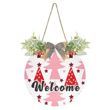Imagem de YETTASBIN Placa de boas-vindas para árvore de Natal, placa de parede à prova d'água, guirlanda decorativa de alpendre para inauguração de casa, quintal, jardim, decoração de férias, 30 x 30 cm