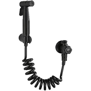 Imagem de Pulverizador de bidê para vaso sanitário com misturador único de água fria, conjunto de torneira de bidê de vaso sanitário preto de aço inoxidável, para banheiro-B, B