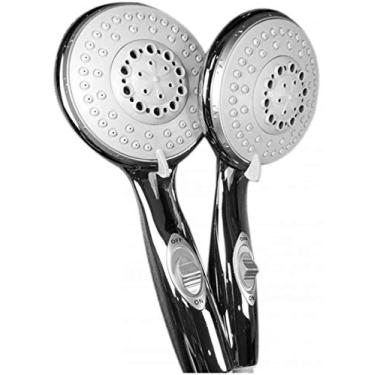 Imagem de YYBOES Chuveiro de cabeça de chuveiro com filtro de chuveiro de mão de alta pressão cabeça de chuveiro de banheiro de 10 cm cromada alta potência conjunto de 6 cabeças de chuveiro manual com