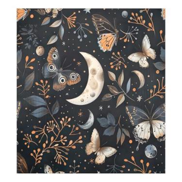 Imagem de Qilmy Capa magnética para máquina de lavar louça, mariposa e lua, 58 x 66 cm, capa decorativa para geladeira para porta frontal, adesivo magnético, máquina de lavar, painel de geladeira, decalque para