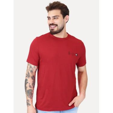 Imagem de Camiseta Tommy Hilfiger Masculina Regular Small Crest Outline Vermelha
