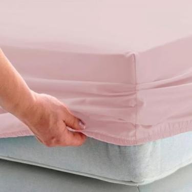 Imagem de Lençol Queen 40cm Avulso c/Elástico Percal 200 Fios 100% Algodão (Rosê)