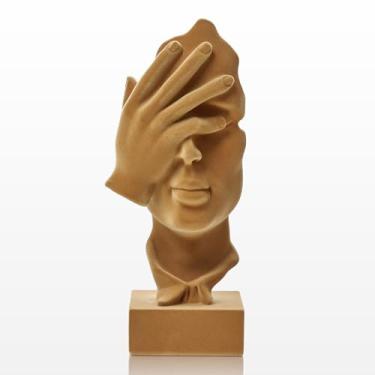 Imagem de FOLKOR LIFE Estátua de pensador de veludo, esculturas modernas, decoração de casa, estátua de máscara de nariz, estatueta de arte moderna abstrata para casa, sala de estar, quarto, escritório (marrom)