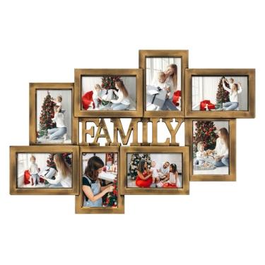 Imagem de Jerry & Maggie Moldura de colagem de fotos de família com 8 aberturas para decoração de parede, molduras 4 × 6, decoração de parede de família, molduras de galeria de PVC, decoração de parede para 4 ×
