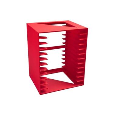 Imagem de Suporte para armazenamento de CDs Prateleira minimalista para CDs e discos de vinil em PP para mesa, ideal para guardar álbuns fotos(Red)