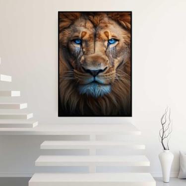 Imagem de Quadros Decorativos com Moldura Abstrato Folhas Azul Dourado Rosa Sala Quarto Kit Conjunto 2