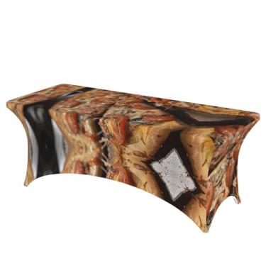 Imagem de ZTPOWQA A toalha de mesa retangular grande com estampa de pizza serve para mesas ovais para festas e eventos