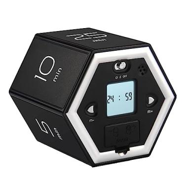 Imagem de Relógio Digital Hexagon Timer Cubos Magnéticos Flip para Estudo Cozinha Exercício Foco Fácil de Usar