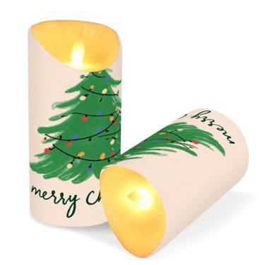 Imagem de ATTX Pacote com 2 velas coloridas para árvore de Natal – Velas LED de 7,6 cm x 15 cm com controle remoto e temporizador para casa, casamento, decoração de acampamento #291