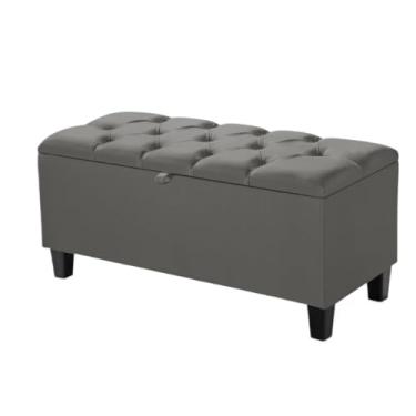 Imagem de Estofado Minimalista Moderno Calçadeira Sapateira Sala Quarto Armazenamento Bau Solteiro puff bau para quarto(Cinza Escuro)