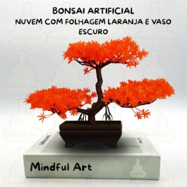 Imagem de Genérico, Bonsai Artificial Zen Outonal – Vaso Escuro Folhagem Laranja Elegante para Decoração