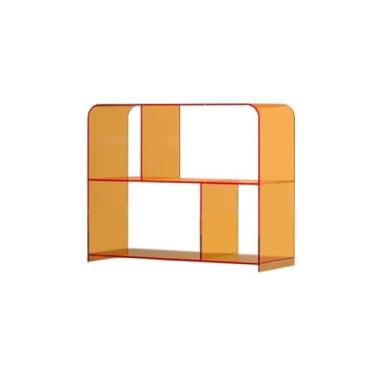 Imagem de Suporte para armazenamento de CDs Estante para discos de vinil em acrílico transparente, porta-revistas e mesa lateral para sofá(Orange)