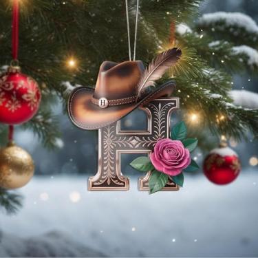 Imagem de Decorações de Dia dos Namorados de cristal A-Z, chapéu de cowboy, ornamentos de Natal feitos à mão, decoração de carro e casa - decoração de acrílico escolar, troca de presentes para amigos, sala de