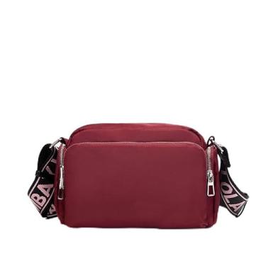 Imagem de Bolsa tiracolo feminina de nylon - Bolsa tiracolo com zíper à prova d'água com vários bolsos (vermelha), Vermelho, Bolsas de mão