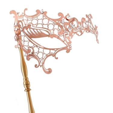 Imagem de Coddsmz Máscara veneziana de baile de máscaras com bastão, decorações de carnaval para fantasia feminina de Halloween