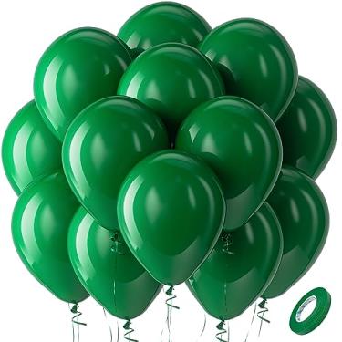 Imagem de Balões de látex para festa - Balões redondos de hélio de 30 cm para ano novo com tema preto, formatura, aniversário, festa de Halloween, pano de fundo, decorações de formatura 2026 (50 peças, verde)