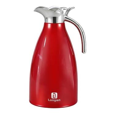 Imagem de Garrafa Térmica 2l Aço Inoxidável 304 Mantém Quente E Frio Café Chás Portátil Grande Capacidade Multifuncional Com Capacidade De Para Casa (Vermelho)