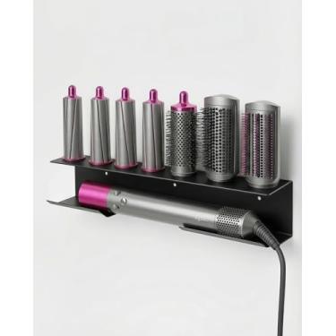 Imagem de Organizador de ferramentas de cabelo, suporte de parede para cabelo, suporte de ferro de ondulação adesivo, suporte de aço inoxidável, suporte de parede preto para banheiro PTALSEAW