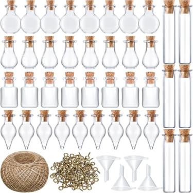 Imagem de Geiserailie 50 frascos pequenos de feitiço de vidro com rolha de cortiça, presentes de bruxaria, suprimentos de bruxaria, garrafas de desejos com parafusos de olhal, corda de funil para artesanato DIY