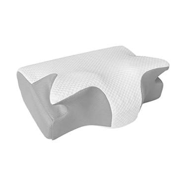 Imagem de SPXMQSS Travesseiro cervical para alívio da dor no pescoço, travesseiro ortopédico para pescoço aumentado e espesso para dormir, travesseiro ergonômico de espuma viscoelástica para dormir.