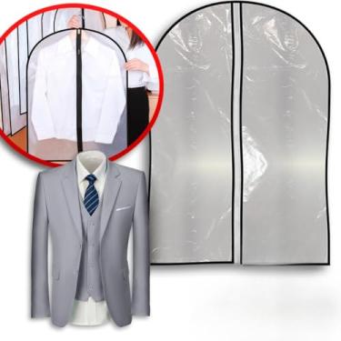 Imagem de Kit 10 Capas Para Roupa Protetora De Plástico Roupa Terno Casaco Lavanderia Impermeável Com Zíper(10 Peças)