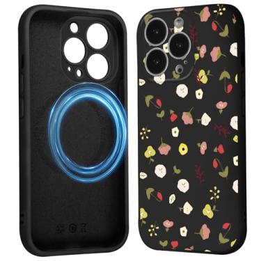 Imagem de FBHGLOA Capa magnética para iPhone 16 Pro Max de 6,9 polegadas, capa de telefone com flores fofas, compatível com MagSafe, capa floral estética legal para mulheres e meninas, à prova de choque, macia