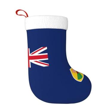 Imagem de SKKNT Bandeira das Ilhas Turcas e Caicos Pritn Meia de Natal 45 cm x 28 cm Decoração de Festa de Natal Presentes para Lareira Familiar
