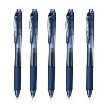 Imagem de Kit 5 Caneta Gel PENTEL Energel X RT Retrátil 0.5mm Azul Petroleo Pent