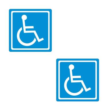 Imagem de Kit 2 Unidades Adesivo Sem Resina Cadeirante Porta Carro Casa Banheiro 15x15 Cm Azul