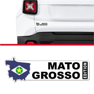 Imagem de Adesivo Cromado Resinado Mato Grosso Edition Universal Branco