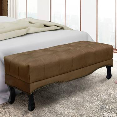 Imagem de Recamier Vicenza 90cm em Suede com Estrutura em Madeira Maciça Caramelo Estilo Clássico para Quarto