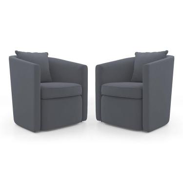 Imagem de Kit 02 Poltronas Decorativas Sala De Estar Aimê Suede Cinza - Desk Design