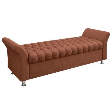 Imagem de Recamier Puff Estofado Casal 140 Cm ágata Veludo Terracota