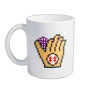 Imagem de Caneca Xícara de Café Porcelana 300ml com Desenho Luvas de Beisebol Pixel Art