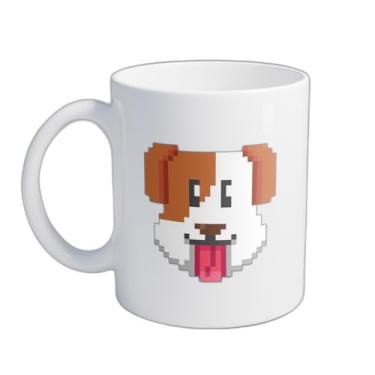 Imagem de Caneca Xícara de Café Porcelana 300ml Cabeça de Cachorro Pixel