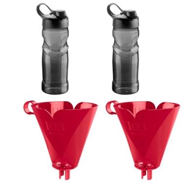 Imagem de Conjunto de 2 Suporte para Filtro de Café 103 Vermelho + 2 Garrafa de Hidratação Fitness 500ml Preta