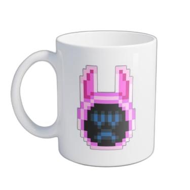 Imagem de Caneca Xícara de Café Porcelana 300ml Desenho Cabeça de Coelho Pixel Art