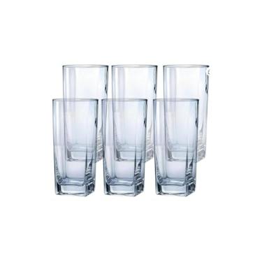 Imagem de Conjunto de 6 Copos Texas Quadrados, Vidro Transparente, 320ml, 13,5 x 6,5cm, para Água, Refrigerante e Suco, Base Sólida, Estilo Luxuoso