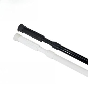 Imagem de Varão Extensível Ajustável 45cm a 1,50m Cortina Box Banheiro Suporte Sem Furo Branco/Preto(CROMADO,60 cm à 75 cm)