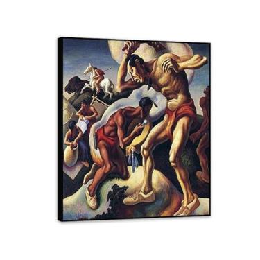 Imagem de Thomas Hart Benton Pinturas Arte de Parede Artes Indianas Reproduções de Arte Clássica Thomas Hart Benton Pôster em Tela para Sala de Estar Decoração de Parede de Casa 48x40cm (48.3x40.6 cm) Moldura