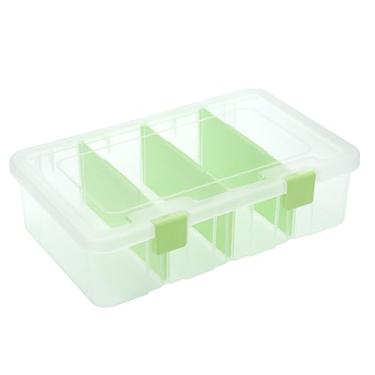 Imagem de BTSKY Caixa de armazenamento divisória de plástico transparente com compartimentos (33 x 20 x 8 cm - verde)