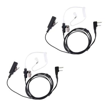 Imagem de AIRSN Fone de ouvido FBI de 2 pinos para walkie talkie com som claro PTT MIC&tubo acústico macio e confortável para UV-5R BF-F8HP BF-888S, rádio bidirecional Kenwood (pacote com 2)