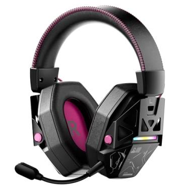 Imagem de Basike Headset Sem Fio Gamer, Fone de Ouvido Gamer Sem Fio com Microfone, Bluetooth/2.4 GHz/USB-C Cabo, Definição 7.1 Surround para PS5/4, PC e Celular, Leve e Confortável – Preto