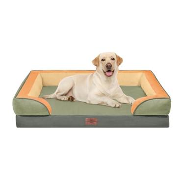 Imagem de Comfort Expression Cama ortopédica para cães extragrandes 106 x 76 cm, à prova d'água de espuma de ovo GG para animais de estimação com almofadas removíveis, sofá para cães com capa lavável e fundo