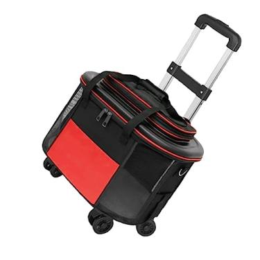 Imagem de aqxreight Estojo Portátil para Carrinho de Animais de Estimação Porta-gatos Respirável para Cães Com Rodas Mala para Animais de Estimação para Sair de Viagem Laranja (design Formando para Arredondar