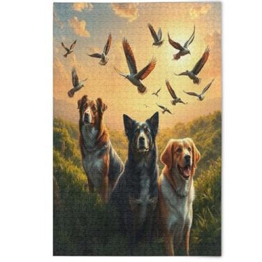 Imagem de Quebra-cabeça marrom com desenho animado, cachorro, pássaro, 500 peças, jogo para adultos, engraçado, natureza, divertido, desenhos animados, arte animal, 500 peças, 52 x 37,8 cm